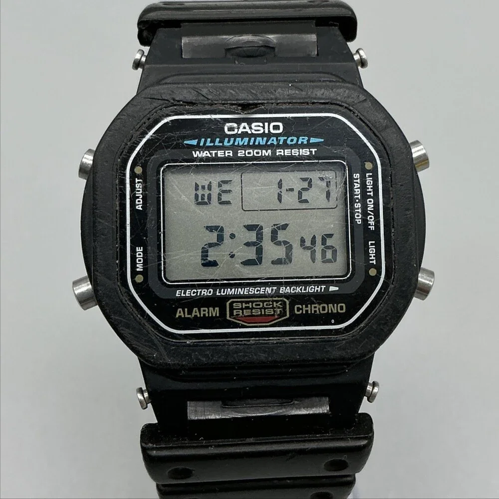 Casio G-Shock DW-5600E Mens Watch 39mm Digital Black Broke Backlight New Battery